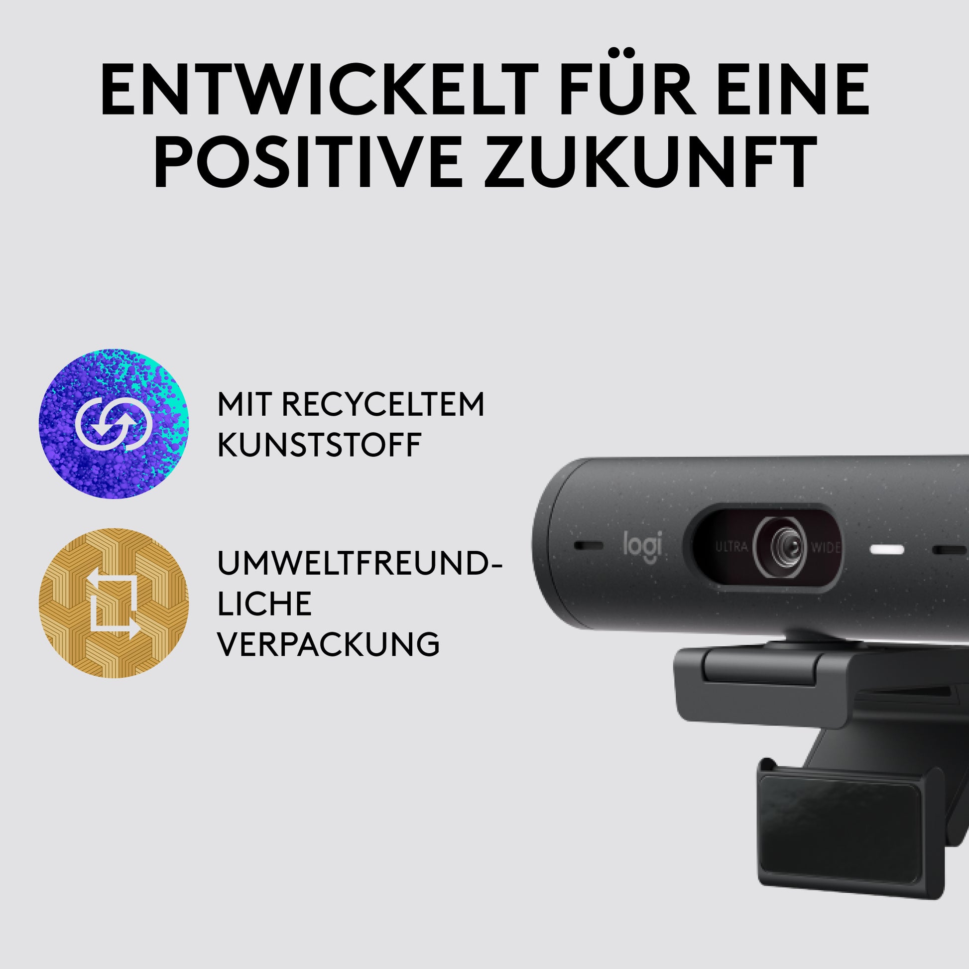 Logitech Brio 500 Webcam – Full HD, 60 fps, USB-C, Autofokus, Abdeckung, 90°