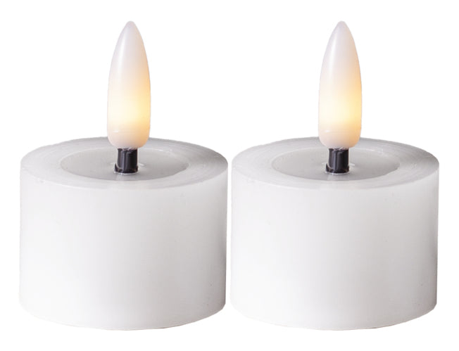 Star Trading LED-Teelicht Flow – 2er Pack, Ø 4 cm, Warmweiss, Timer, Weiss
