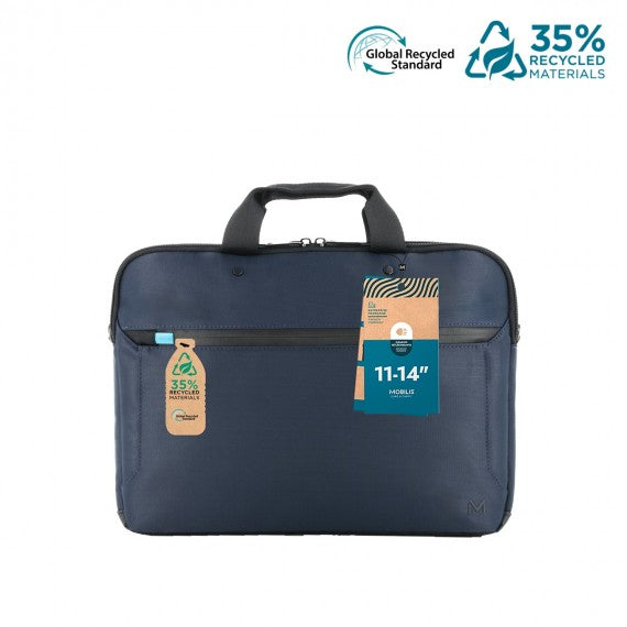 Mobilis Notebook-Tasche für Geräte bis 14" – wasserabweisend, aus recycelten Materialien – Blau