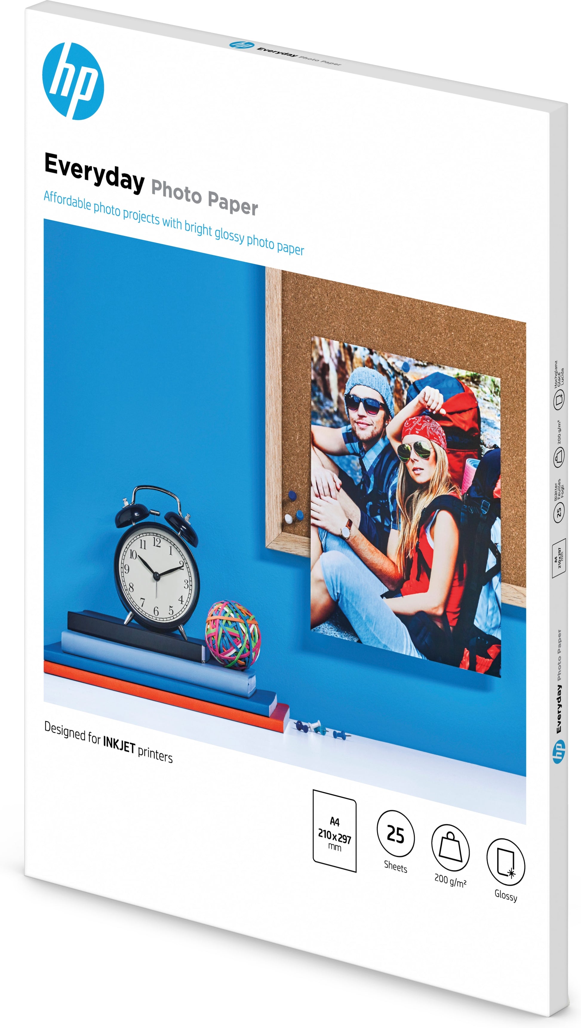 HP Fotopapier – glänzend, A4, 200 g/m², 25 Blatt – für Inkjet-Drucker