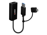 Lindy 43412 Netzwerkadapter USB zu RJ-45 – 1 Gbit/s, 1× RJ-45, USB 3.2 Gen 1 (5 Gbit/s) – Schwarz