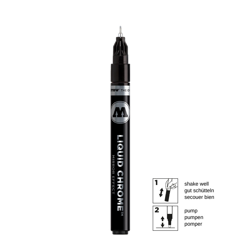 Molotow Liquid Marker 703101 Permanentmarker Chrom – Feine Spitze 1 mm – Chrom