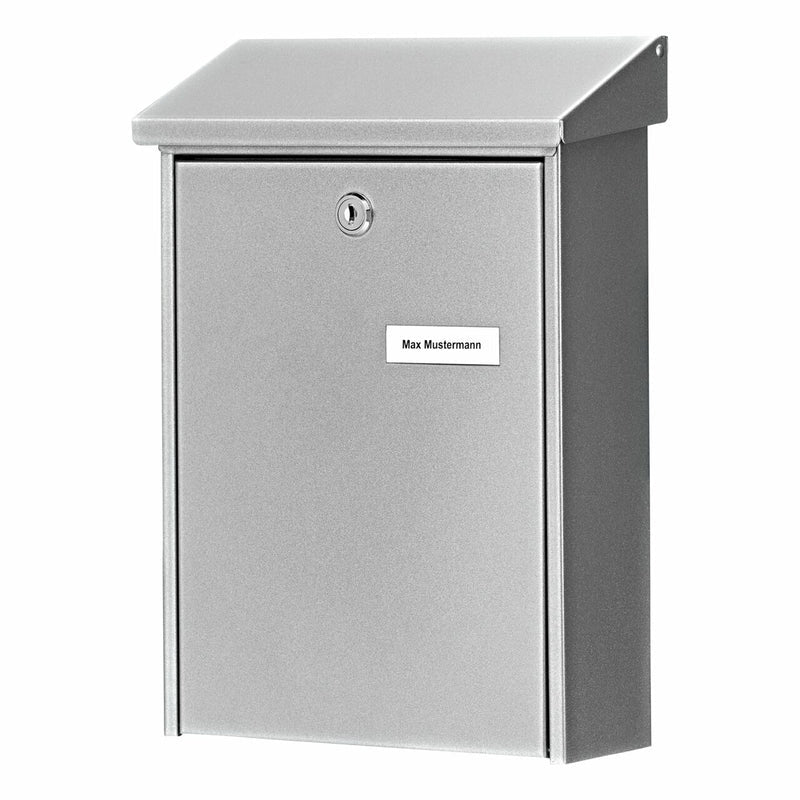 BURG-WÄCHTER Daily 5861 SI Briefkasten – Stahl – Silber – verschliessbar, 2 Schlüssel – 225 × 305 × 75 mm