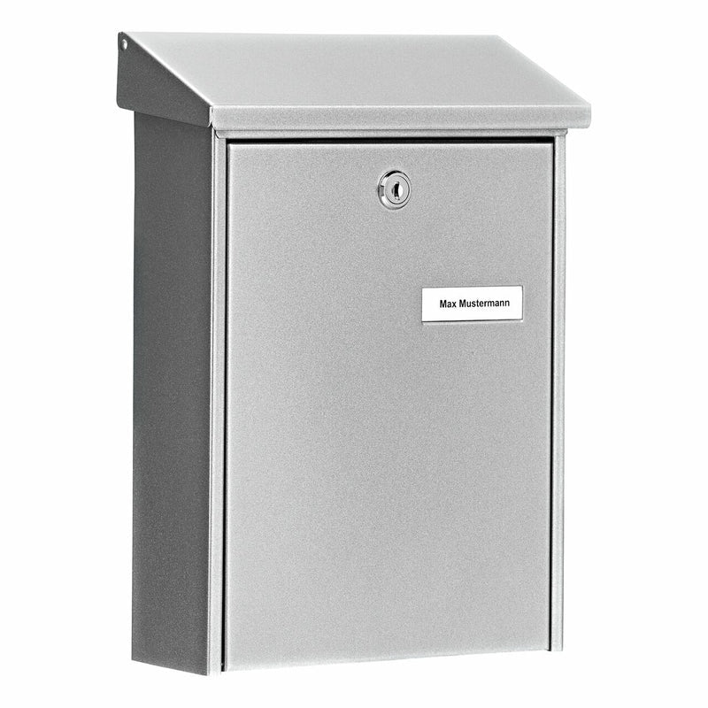 BURG-WÄCHTER Daily 5861 SI Briefkasten – Stahl – Silber – verschliessbar, 2 Schlüssel – 225 × 305 × 75 mm