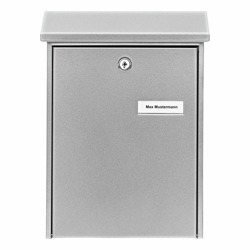BURG-WÄCHTER Daily 5861 SI Briefkasten – Stahl – Silber – verschliessbar, 2 Schlüssel – 225 × 305 × 75 mm