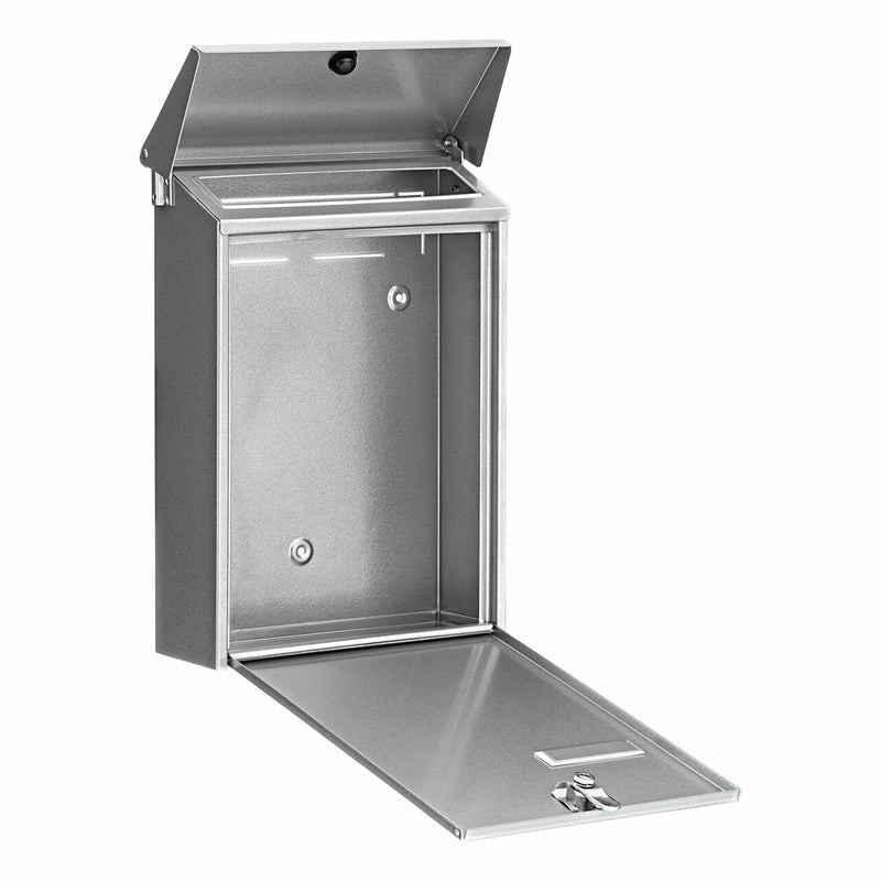 BURG-WÄCHTER Daily 5861 SI Briefkasten – Stahl – Silber – verschliessbar, 2 Schlüssel – 225 × 305 × 75 mm