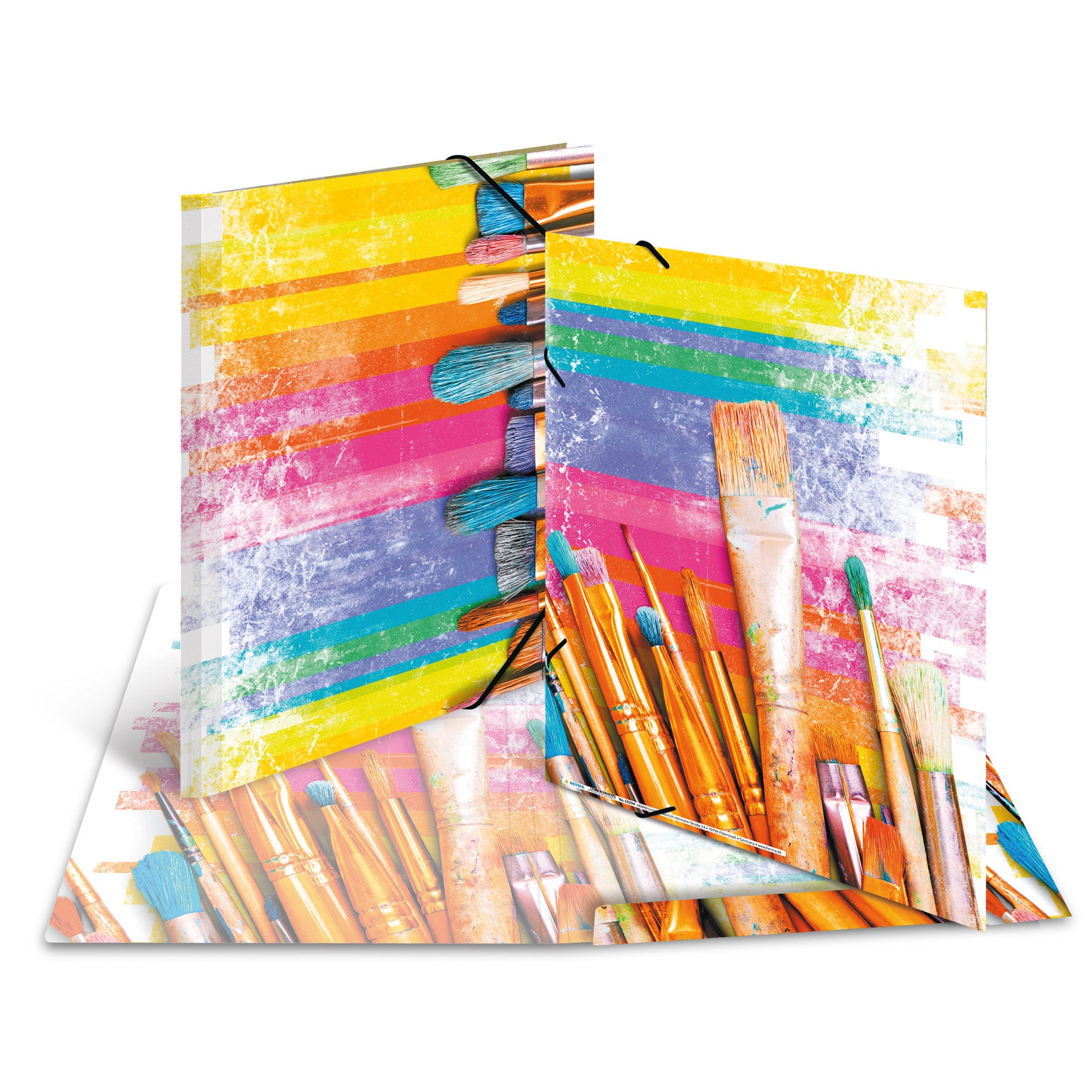 HERMA Eckspannermappe Pinsel A3 – Karton, Mehrfarbig, Innenklappen