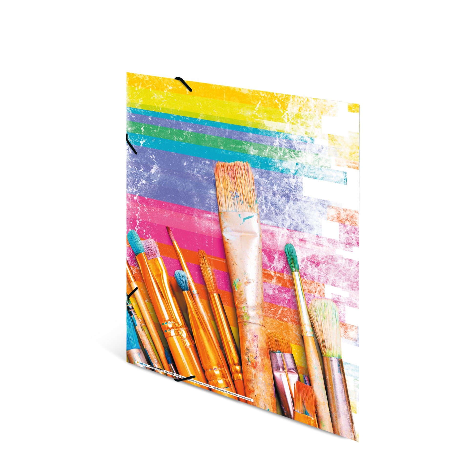 HERMA Eckspannermappe Pinsel A3 – Karton, Mehrfarbig, Innenklappen