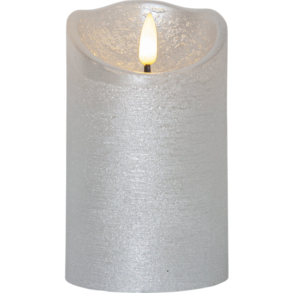 Star Trading LED-Kerze – Ø 7,5 × 12,5 cm – Wachs & Kunststoff, Silber