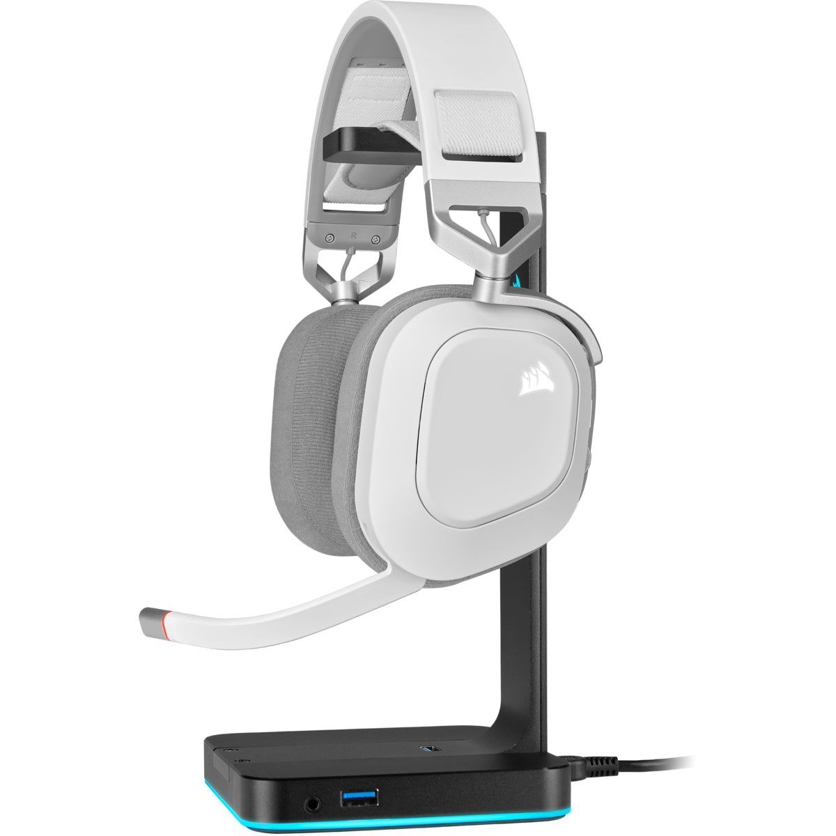 Corsair HS80 RGB – Gaming-Headset Over-Ear – USB-A, Dolby Atmos – Weiss – für PS5 – bis 20 h