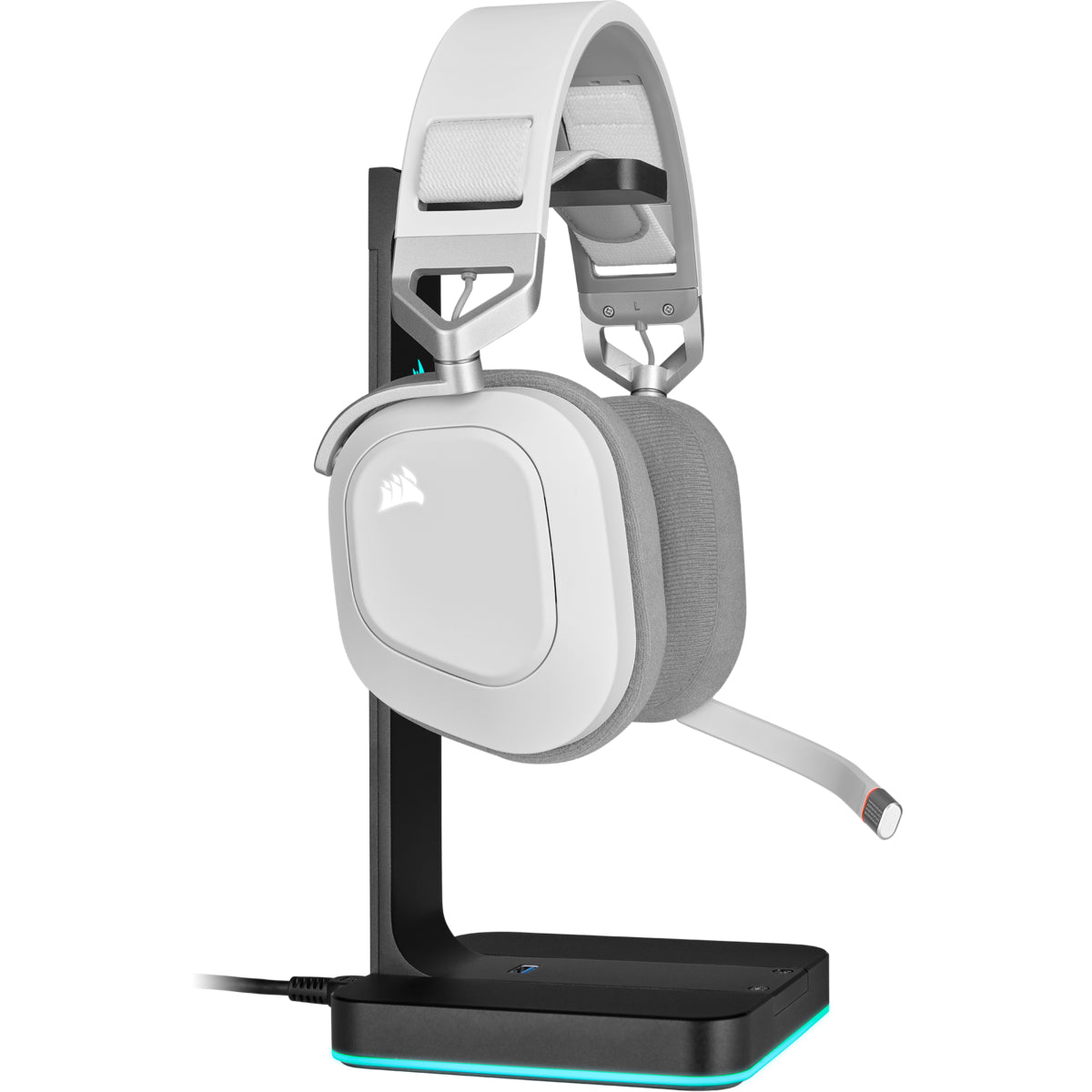 Corsair HS80 RGB – Gaming-Headset Over-Ear – USB-A, Dolby Atmos – Weiss – für PS5 – bis 20 h