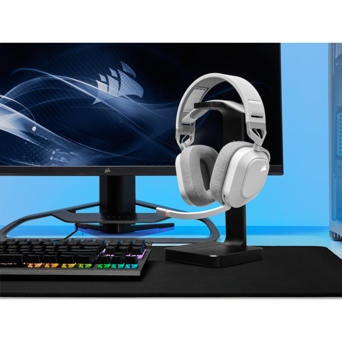 Corsair HS80 RGB – Gaming-Headset Over-Ear – USB-A, Dolby Atmos – Weiss – für PS5 – bis 20 h
