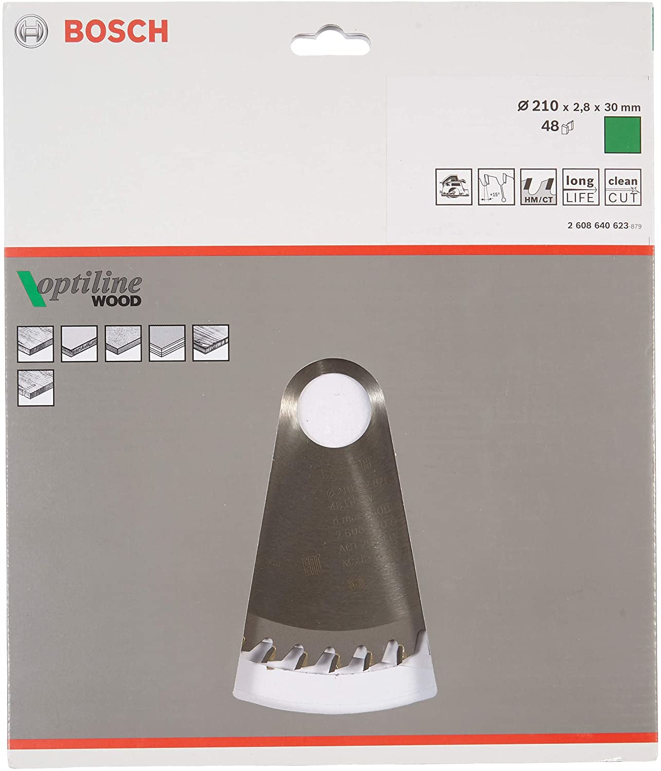 Bosch Professional – Kreissägeblatt, Optiline Wood, 210 mm × 30 mm × 2,8 mm