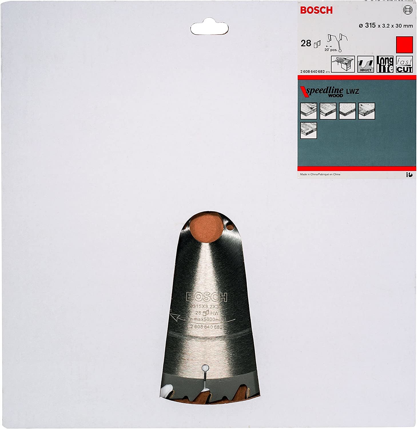 Bosch Professionelles Speedline Wood Kreissägeblatt 315 × 30 × 3,2 mm, 28 Zähne – für Holz – 1 Stück