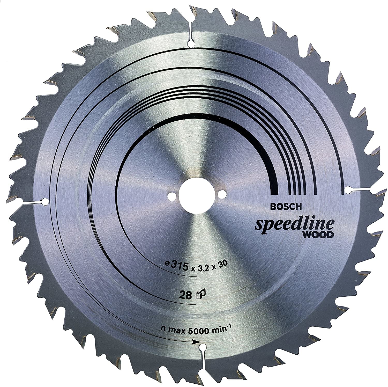 Bosch Professionelles Speedline Wood Kreissägeblatt 315 × 30 × 3,2 mm, 28 Zähne – für Holz – 1 Stück
