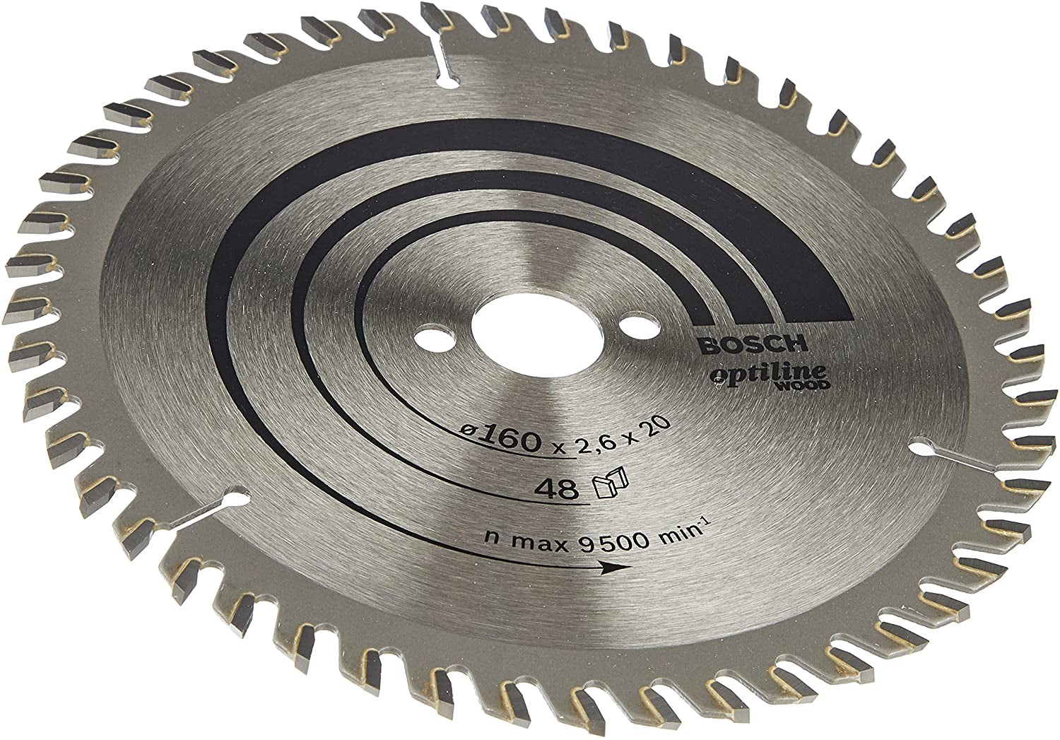 Bosch Professional – Kreissägeblatt, 48 Zähne, Optiline Wood, 160 mm × 20/16 mm × 2,6 mm
