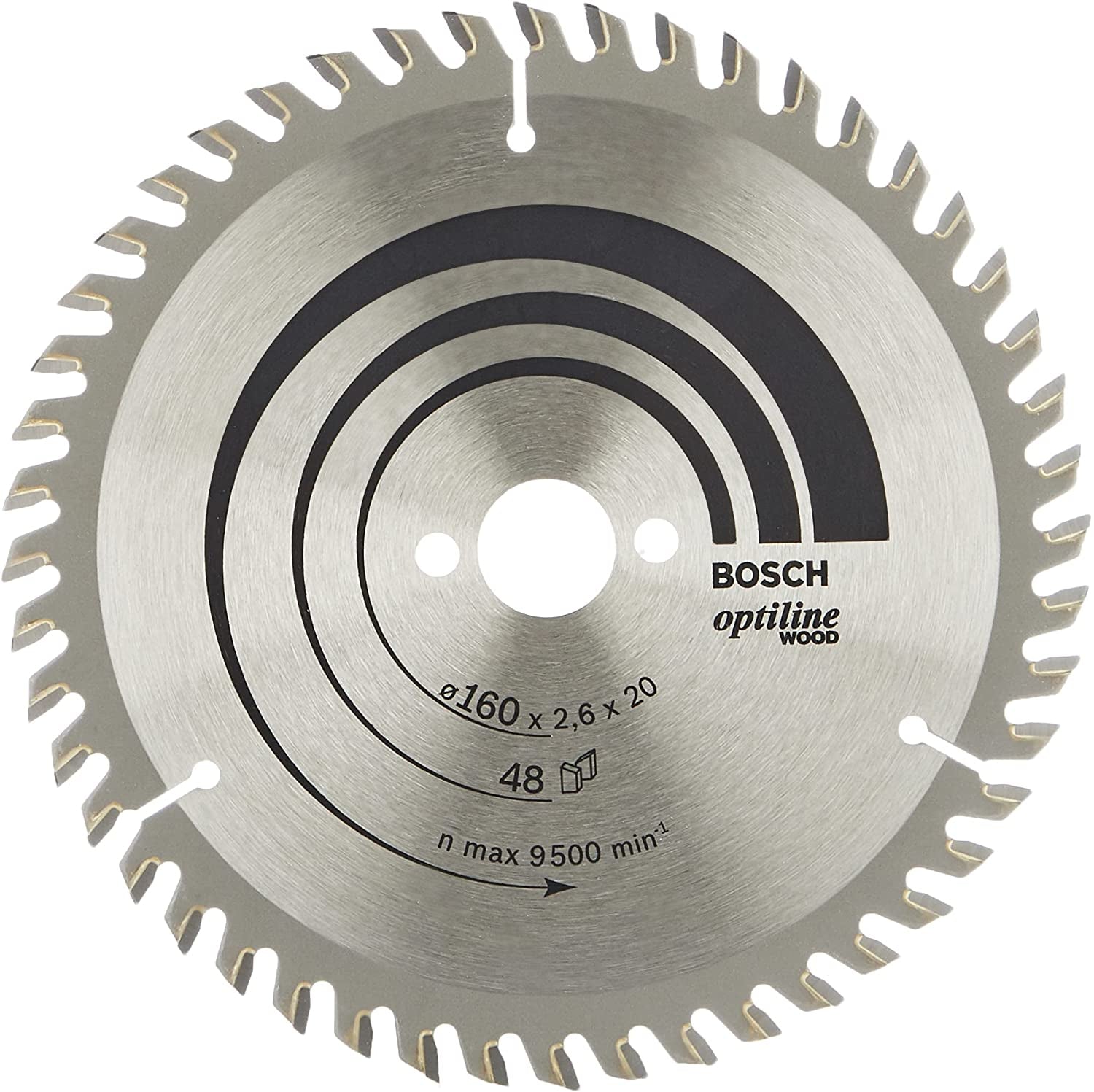 Bosch Professional – Kreissägeblatt, 48 Zähne, Optiline Wood, 160 mm × 20/16 mm × 2,6 mm