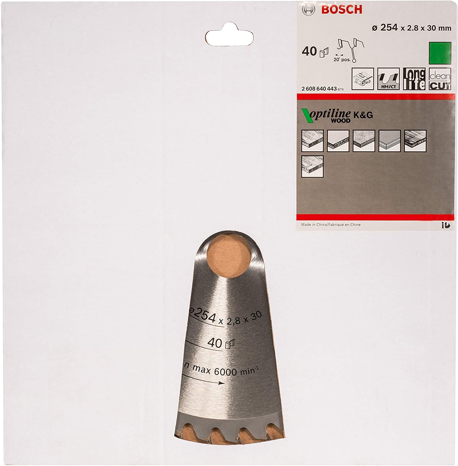 Bosch Professional – Kreissägeblatt, Optiline Wood, 254 mm × 30 mm × 2,8 mm, 40 Zähne