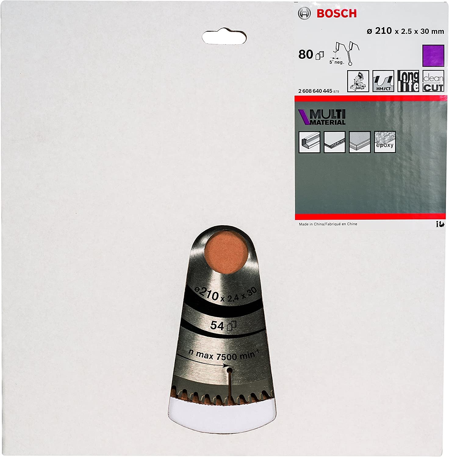 Bosch Professional – Kreissägeblatt, Multi Material, 80 Zähne, 2608640445, 210 mm × 30 mm × 2,5 mm