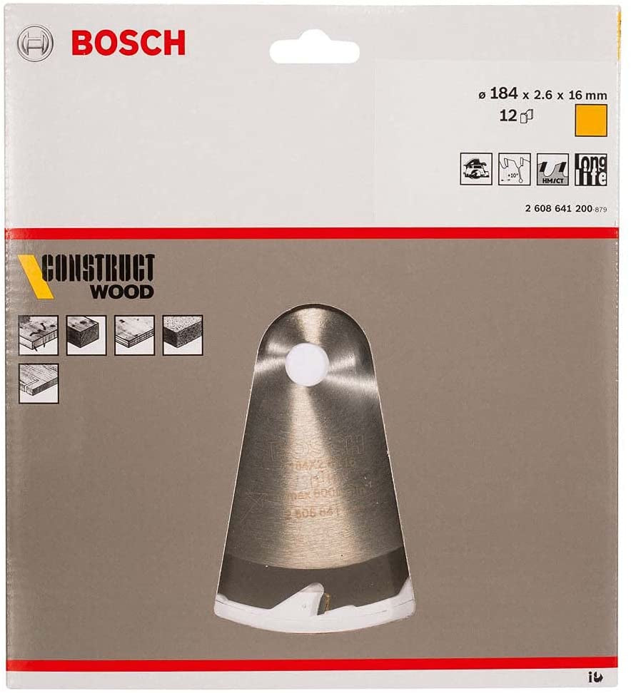 Bosch Sägeblatt 184 × 16 × 2,6 mm, 12 Zähne – für Holz – 1 Stück