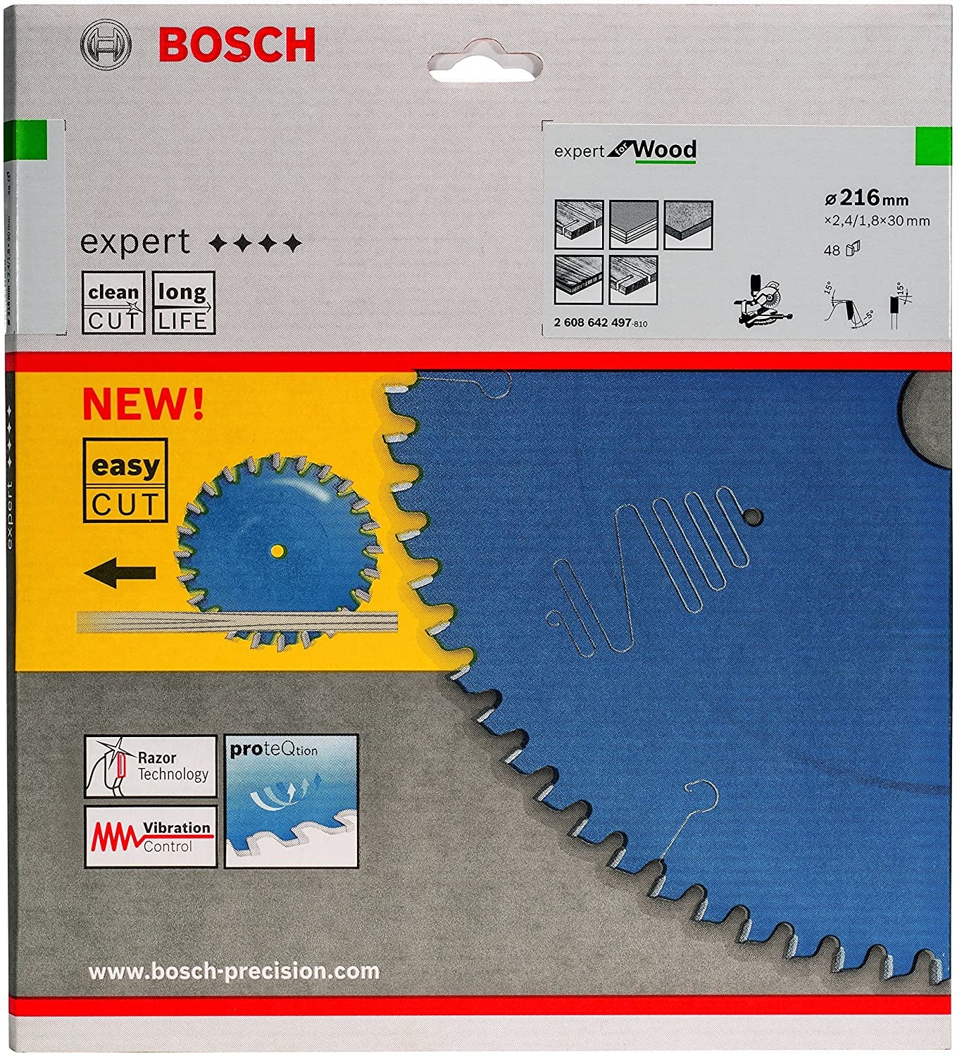 Bosch Professional – Kreissägeblatt, 48 Zähne, 2608642497, 216 mm