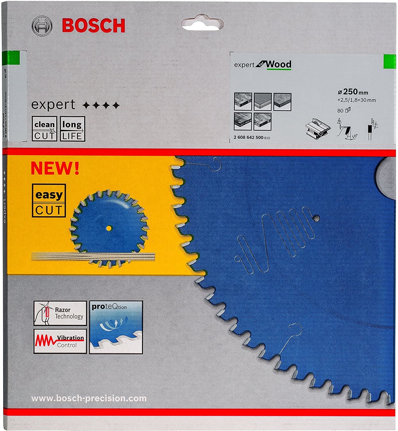 Bosch Professional – Kreissägeblatt, 80 Zähne, 2608642500, 250 mm × 30 mm × 2,5 mm