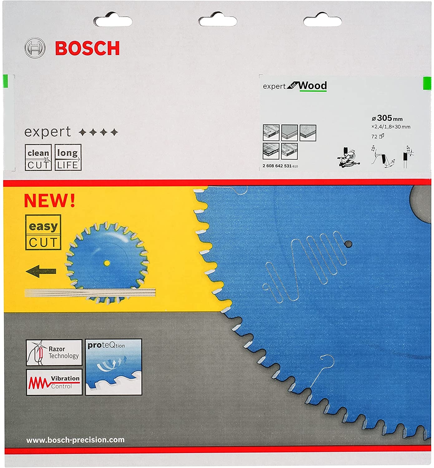 Bosch Professional Expert for Wood Kreissägeblatt 305 × 30 × 2,4 mm, 72 Zähne – für Holz – 1 Stück