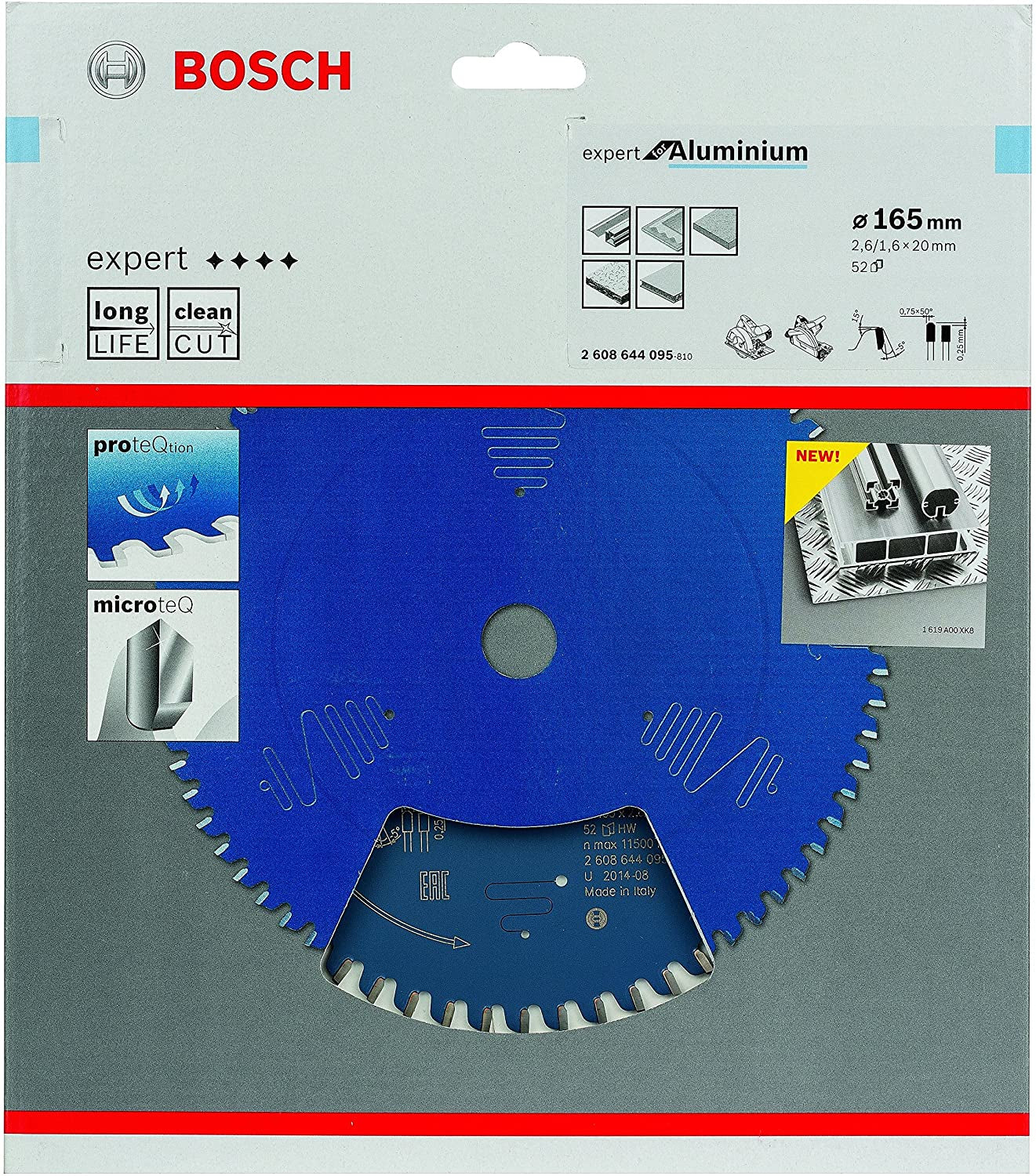 Bosch Kreissägeblatt, 52 Zähne, Expert, 165 mm × 20 mm × 2,6 mm
