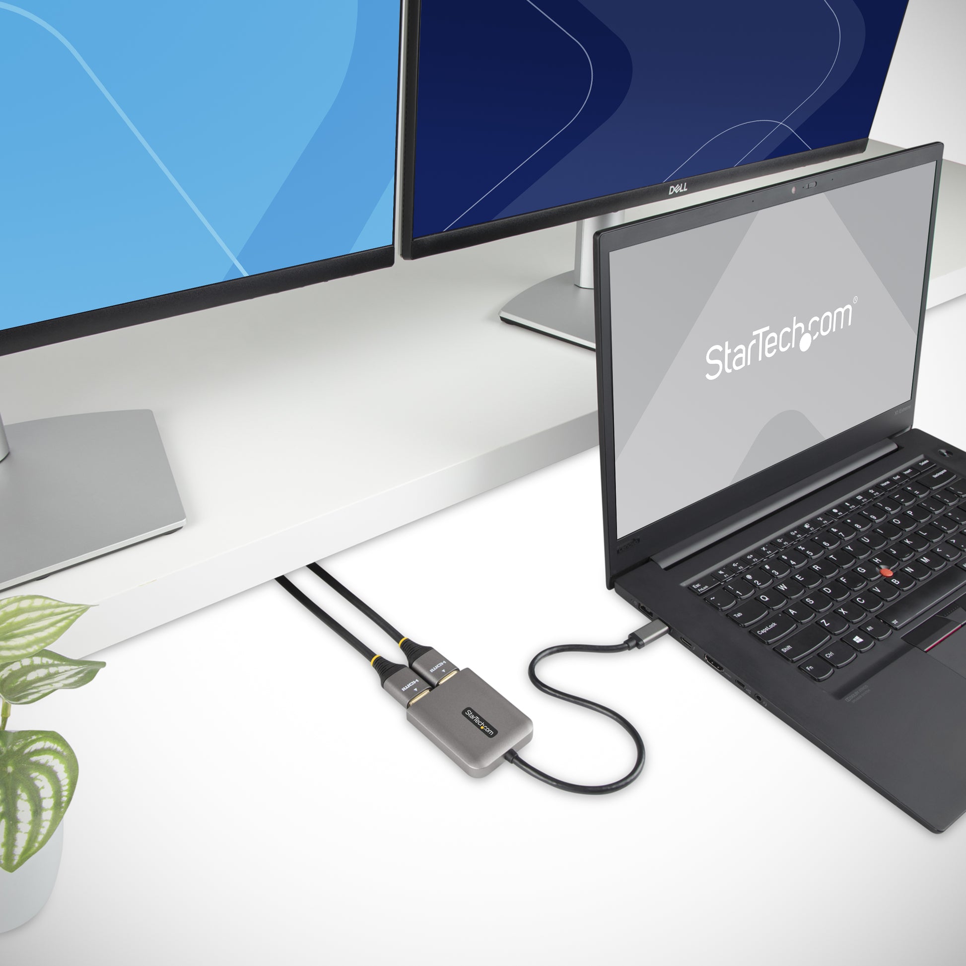 StarTech.com USB-C auf Dual HDMI Adapter 4K 60 Hz – 0,3 m – HDR – Schwarz/Grau – für Windows (nur)