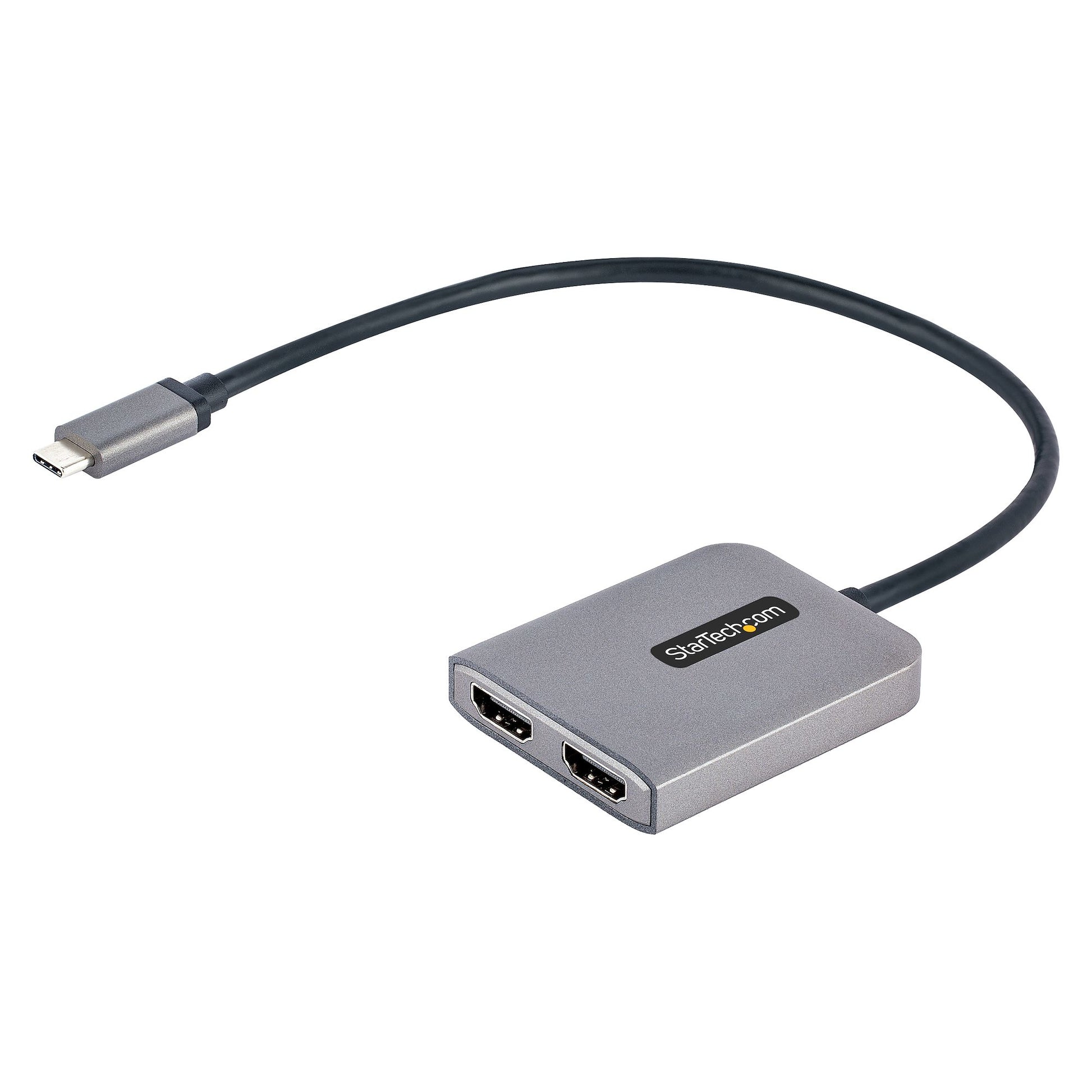 StarTech.com USB-C auf Dual HDMI Adapter 4K 60 Hz – 0,3 m – HDR – Schwarz/Grau – für Windows (nur)