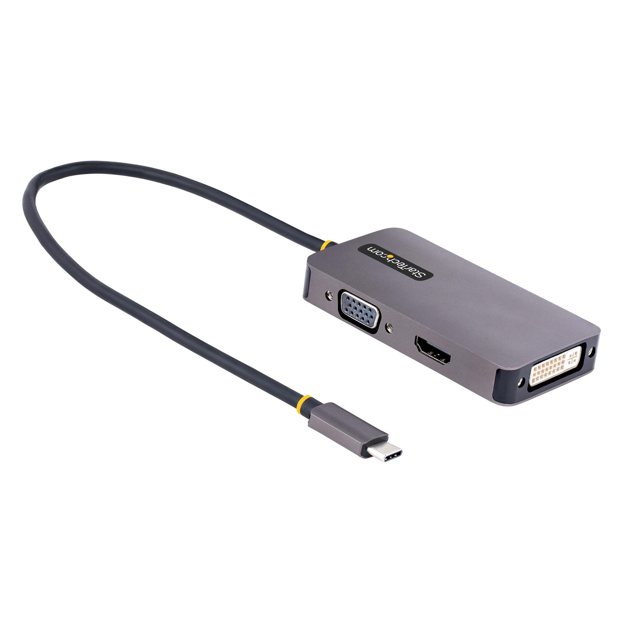 StarTech.com Video Adapter USB-C zu HDMI/DVI-I/VGA – 4K (3840 × 2160) @ 60 Hz, HDMI 2.0b, 0,3 m