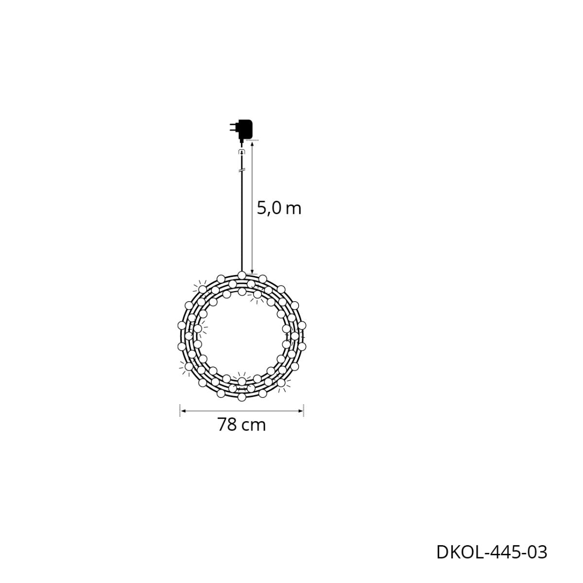 STT LED-Lichterkranz – Ø 78 cm, 1800 LEDs – Kupfer, Schwarz