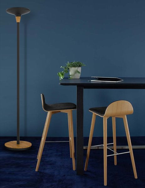 Unilux Stehleuchte BALY Bamboo – 5300 lm, 3000 K, dimmbar, Touch-Dimmer, 180 cm – Schwarz