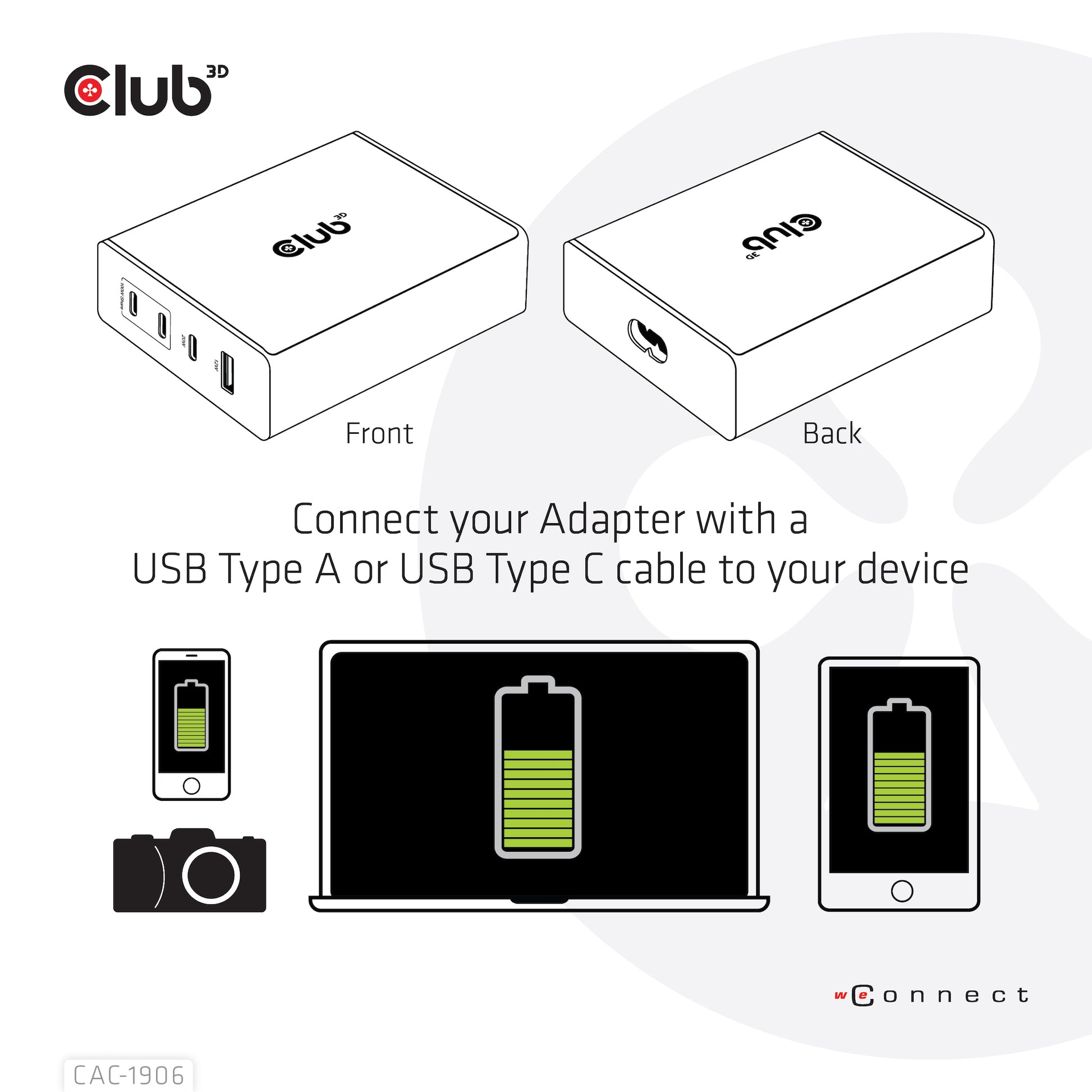 CLUB3D Club 3D Ladegerät – 132 W, 1× USB-A + 3× USB-C, PD, GaN