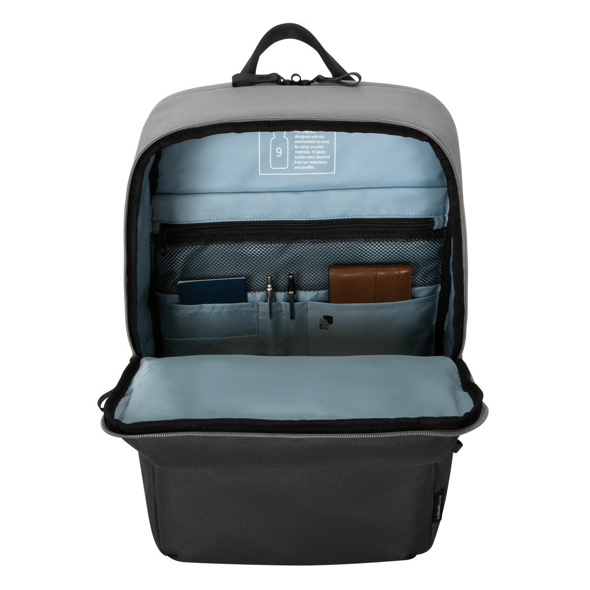 Targus Notebook-Rucksack Sagano – für 15,6", mit Regenabdeckung, rPET-Polyester – Grau, 190 × 530 × 330 mm