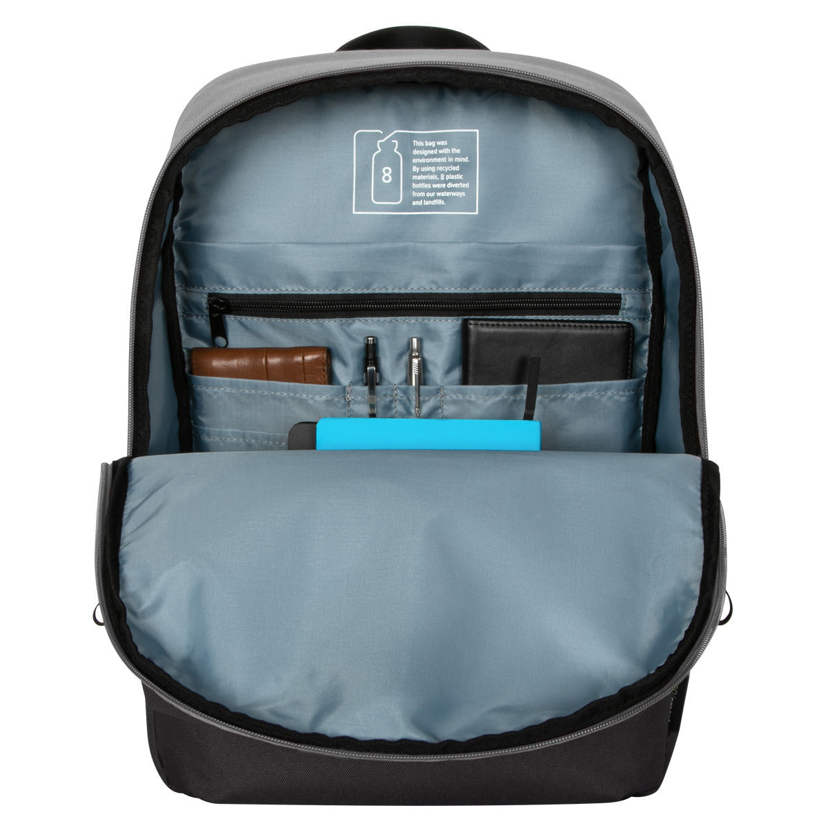 Targus Notebook-Rucksack Sagano Commuter – mit Regenabdeckung, rPET-Polyester – Grau, 300 × 500 × 175 mm