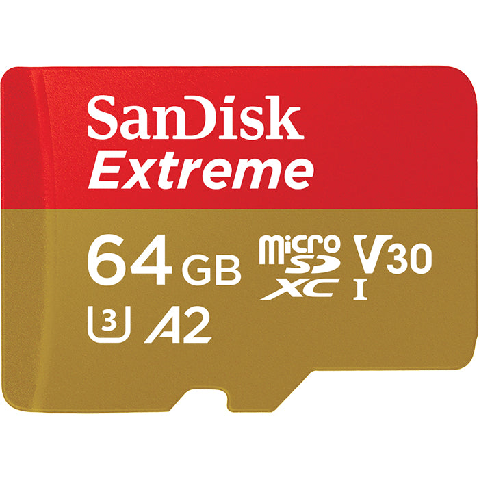 SanDisk Extreme microSDXC – 64 GB, SD-Adapter, für Action-Cams und Drohnen