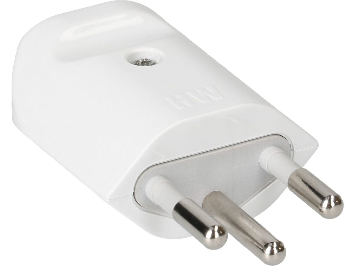 Max Hauri AG 164451 Montagestecker – 3-polig, 230 V, 10 A, Polycarbonat, 20 × 35 mm, Weiss