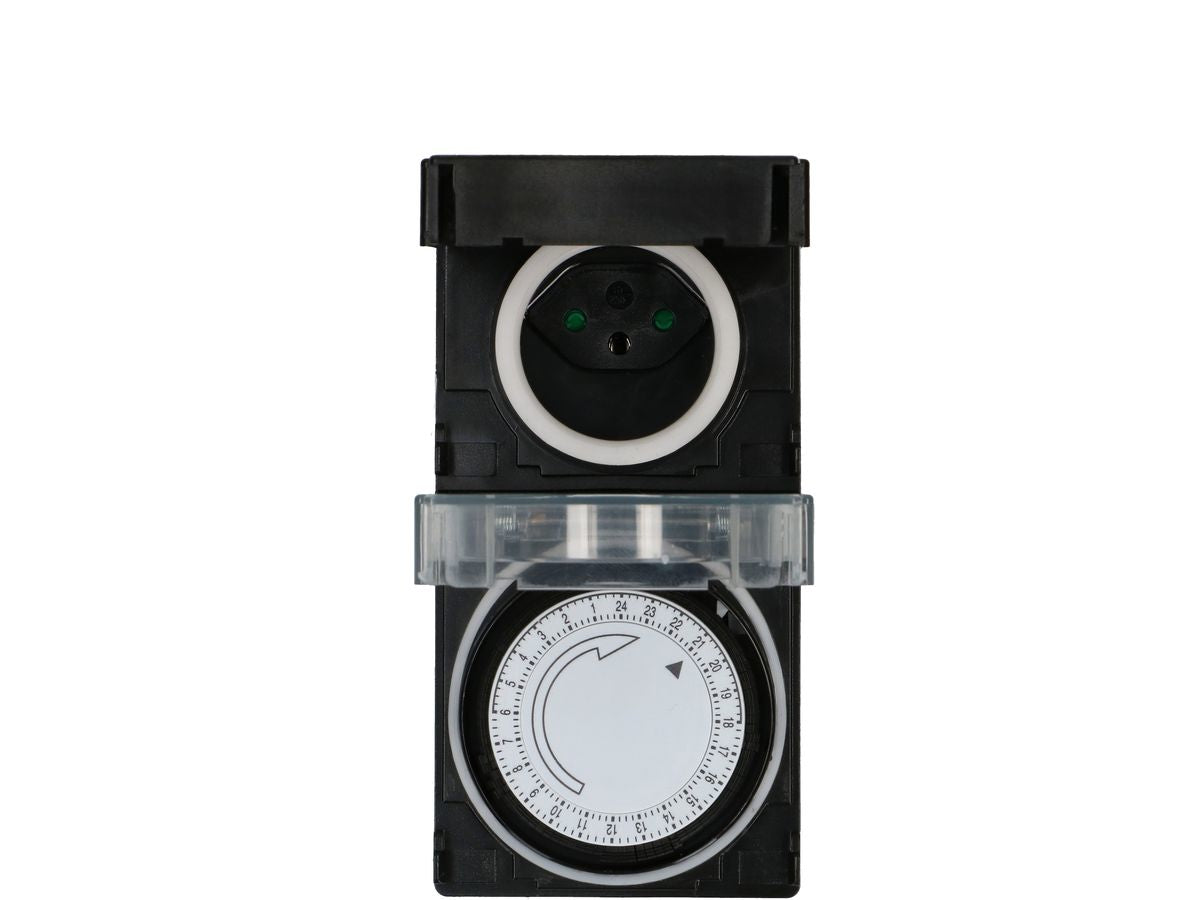 Max Hauri AG Max Hauri Zeitschaltuhr mechanisch (DIN-Schiene) – 24 h, IP55, Zwischenstecker – Schwarz