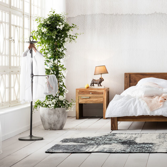 KARE Design Garderobenständer – Stahl/Mango, Schwarz/Braun, 49 × 29 × 124 cm