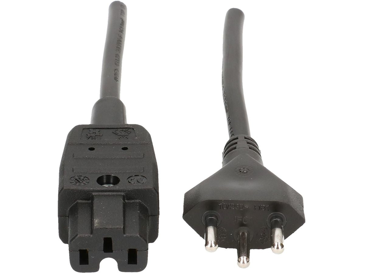 Max Hauri AG Max Hauri Netzkabel – T12–IEC C15, 5 m, 3×1 mm², schwarz