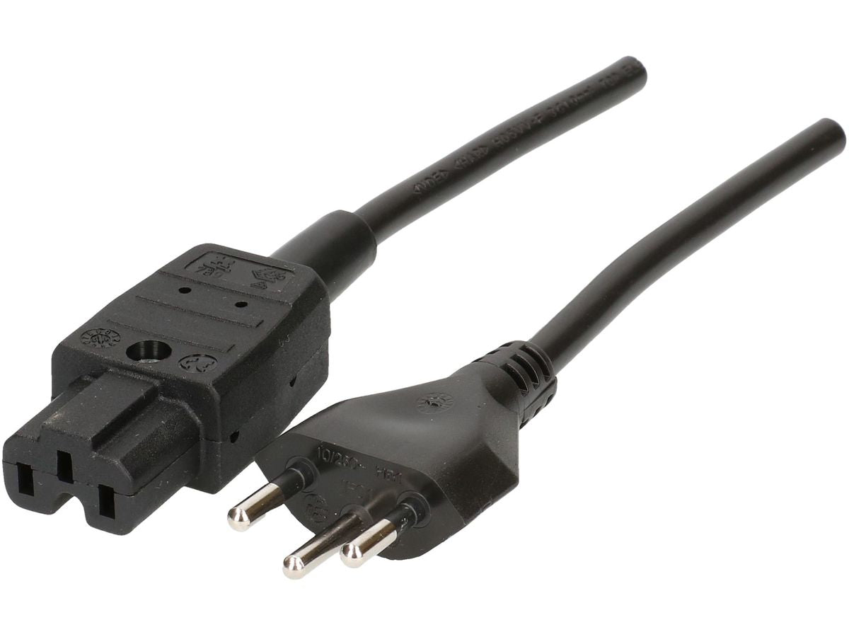 Max Hauri AG Max Hauri Netzkabel – T12–IEC C15, 5 m, 3×1 mm², schwarz