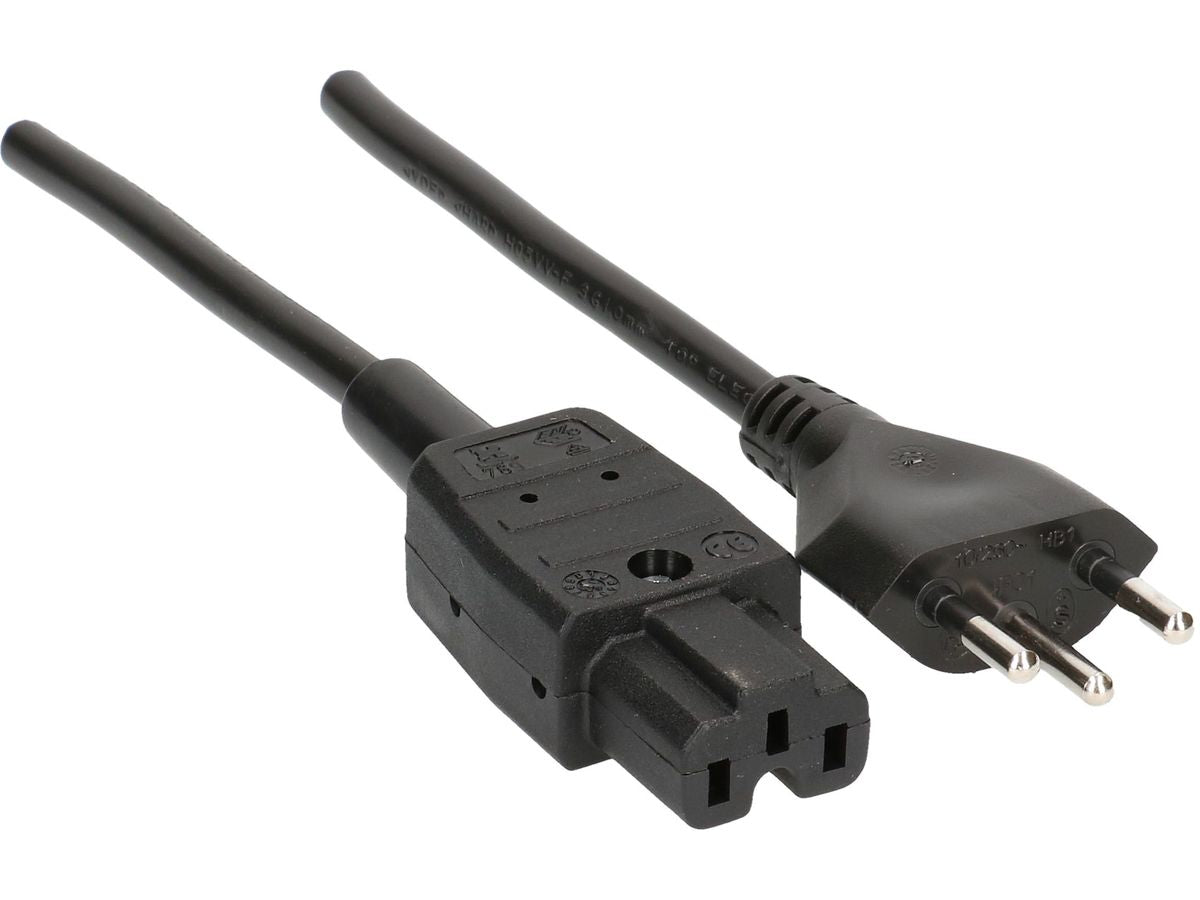 Max Hauri AG Max Hauri Netzkabel – T12–IEC C15, 5 m, 3×1 mm², schwarz