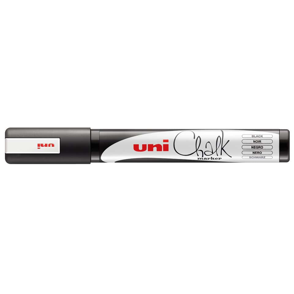 Uni-Ball PWE-5M Kreidemarker – Rund 1,8–2,5 mm – Schwarz, für Glas/Tafel/Spiegel