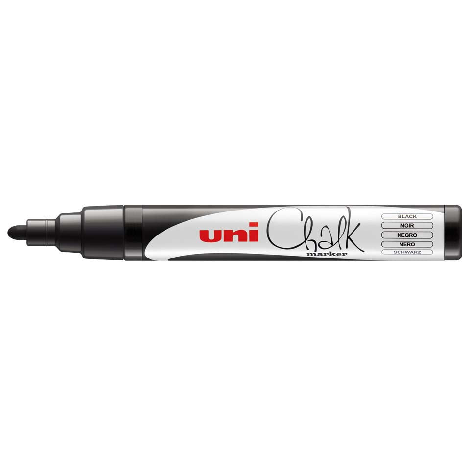 Uni-Ball PWE-5M Kreidemarker – Rund 1,8–2,5 mm – Schwarz, für Glas/Tafel/Spiegel
