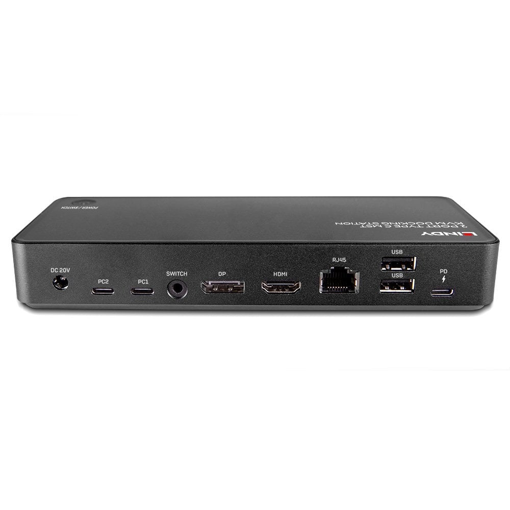Lindy 2 Port Type C MST KVM Docking – KVM-Switch 2×1, USB-C