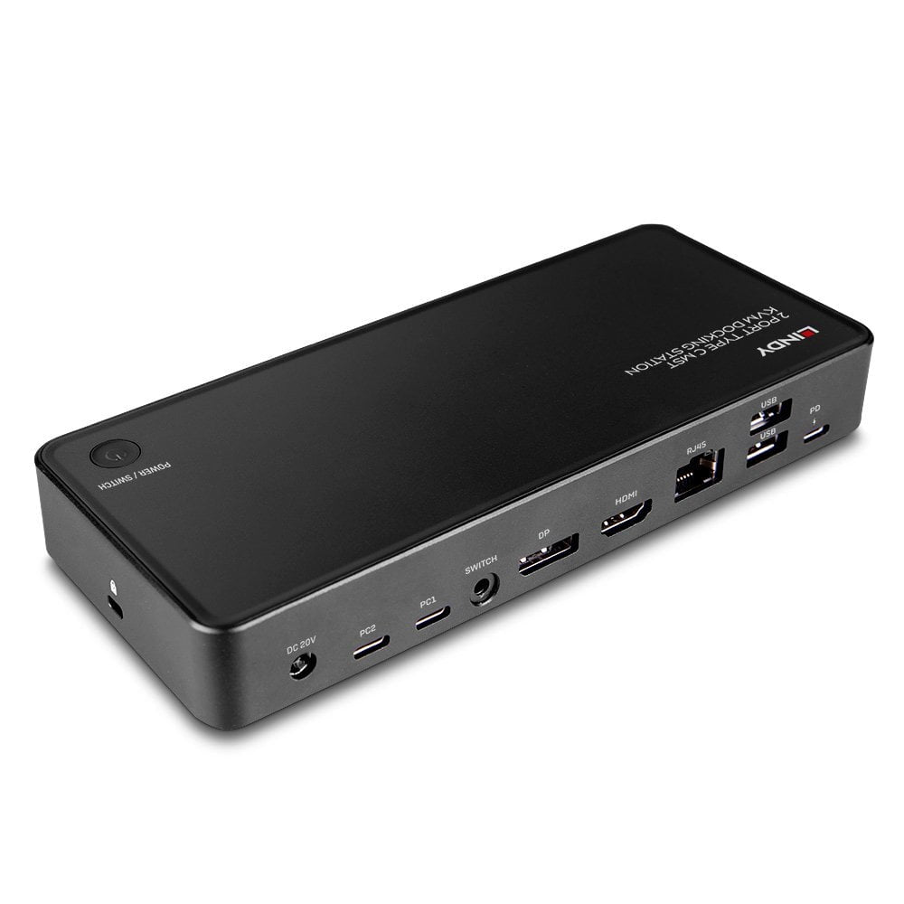 Lindy 2 Port Type C MST KVM Docking – KVM-Switch 2×1, USB-C
