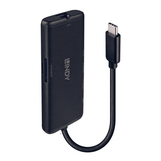 Lindy Dockingstation – USB-C, 1× HDMI, 3× USB-A, 100 W PD, GbE, SD/microSD