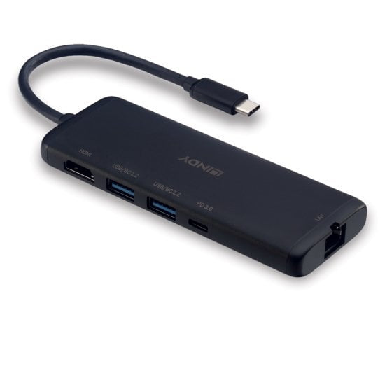 Lindy Dockingstation – USB-C, 1× HDMI, 3× USB-A, 100 W PD, GbE, SD/microSD