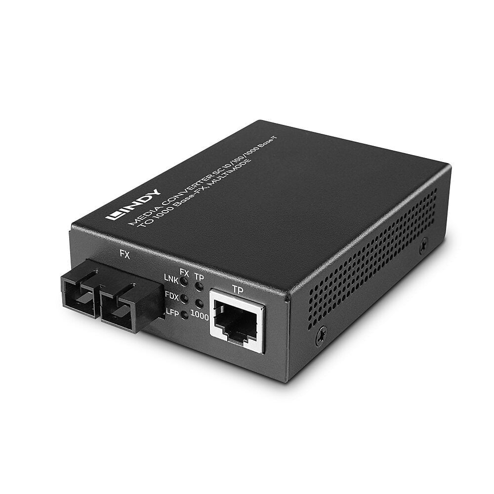Lindy 25119 Media Converter – 1× 1G RJ‑45, 2× SC (Multimode, 850 nm, bis 550 m), schwarz